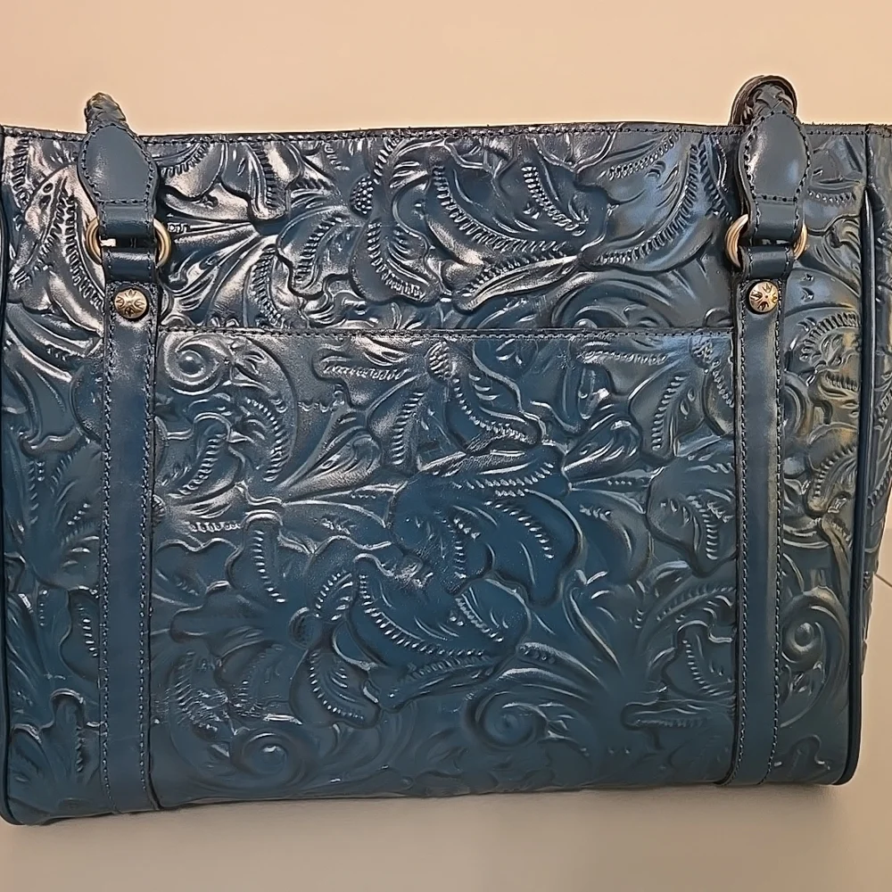 Patricia Nash Blue Embossed Leather Tote(Never Used) - Picture 2 of 12